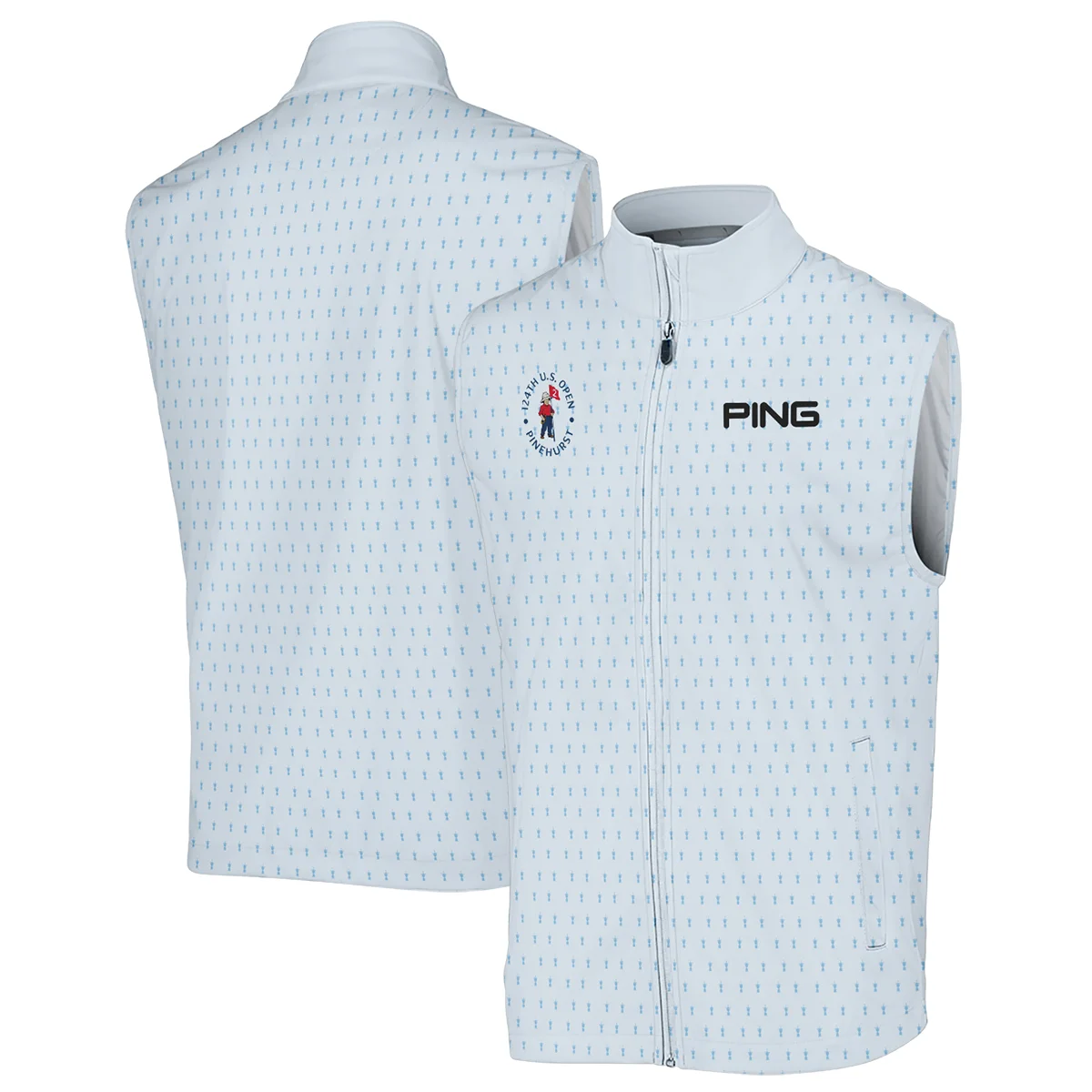 Golf Pattern Cup Light Blue Green 124th U.S. Open Pinehurst Ping Sleeveless Jacket Style Classic Sleeveless Jacket