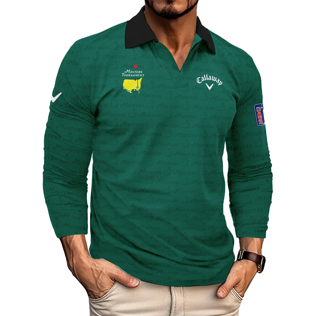 Golf Pattern Masters Tournament Callaway Polo Shirt Green Color Golf Sports All Over Print Polo Shirt For Men