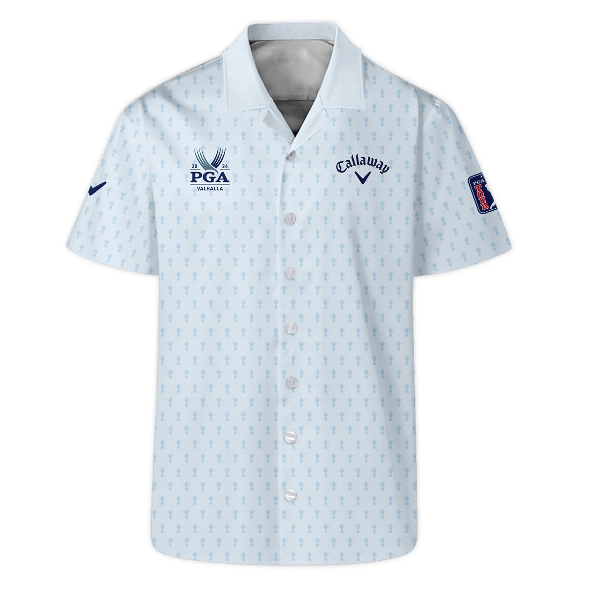 Golf Pattern Cup White Mix Light Blue 2024 PGA Championship Valhalla Callaway Hawaiian Shirt Style Classic Oversized Hawaiian Shirt