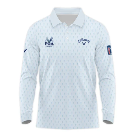 Golf Pattern Cup White Mix Light Blue 2024 PGA Championship Valhalla Callaway Style Classic, Short Sleeve Polo Shirts Quarter-Zip Casual Slim Fit Mock Neck Basic