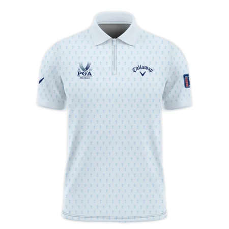 Golf Pattern Cup White Mix Light Blue 2024 PGA Championship Valhalla Callaway Vneck Long Polo Shirt Style Classic Long Polo Shirt For Men
