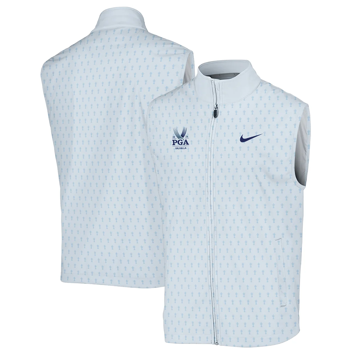 Golf Pattern Cup White Mix Light Blue 2024 PGA Championship Valhalla Nike Vneck Long Polo Shirt Style Classic Long Polo Shirt For Men