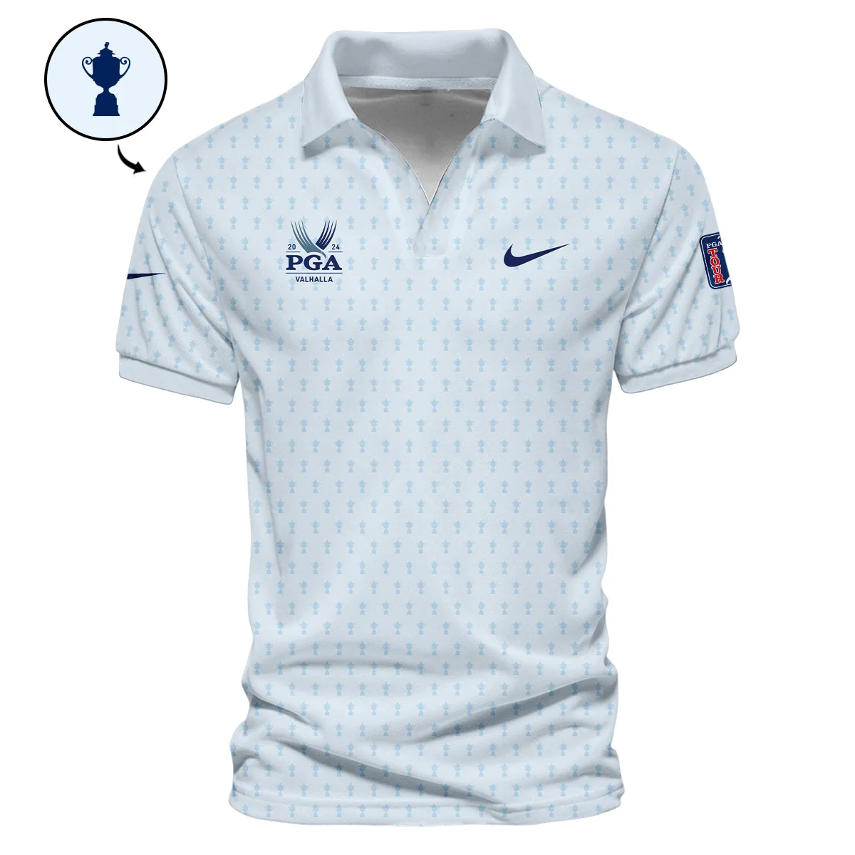 Golf Pattern Cup White Mix Light Blue 2024 PGA Championship Valhalla Nike Polo Shirt Style Classic Polo Shirt For Men