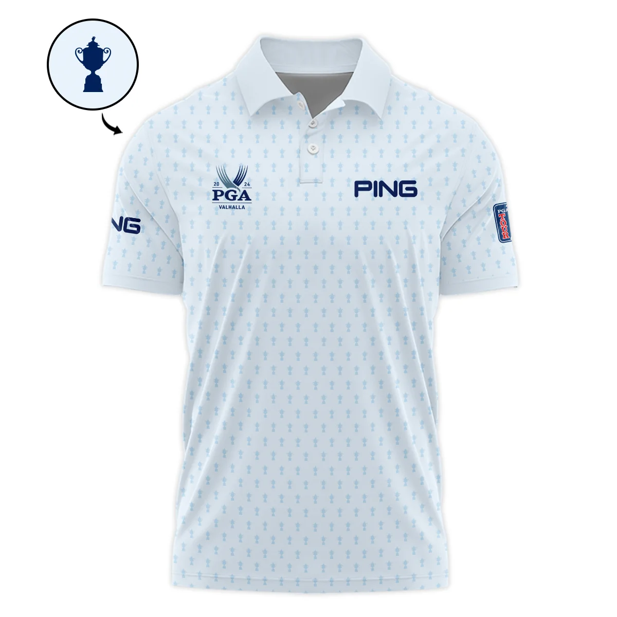Golf Pattern Cup White Mix Light Blue 2024 PGA Championship Valhalla Ping Hawaiian Shirt Style Classic Oversized Hawaiian Shirt