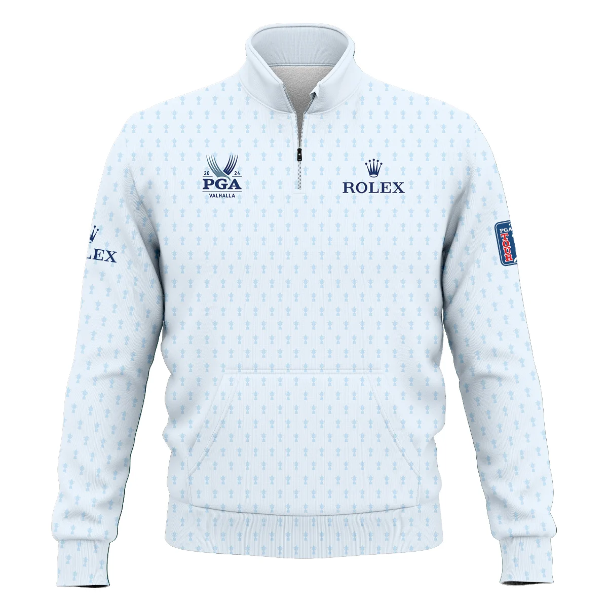 Golf Pattern Cup White Mix Light Blue 2024 PGA Championship Valhalla Rolex Style Classic Quarter Zipped Sweatshirt