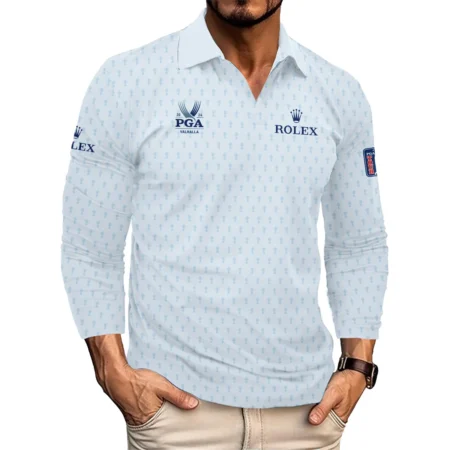Golf Pattern Cup White Mix Light Blue 2024 PGA Championship Valhalla Rolex Long Polo Shirt Style Classic Long Polo Shirt For Men