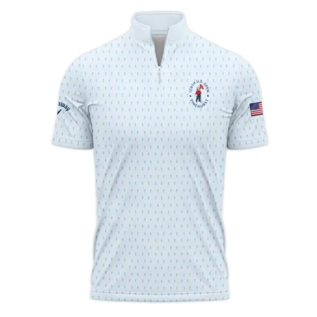 Golf Pattern Light Blue Cup 124th U.S. Open Pinehurst Callaway Quarter-Zip Polo Shirt