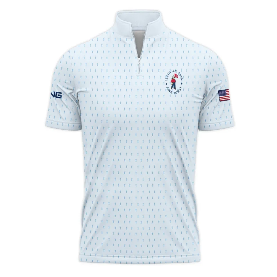 Golf Pattern Light Blue Cup 124th U.S. Open Pinehurst Ping Quarter-Zip Polo Shirt