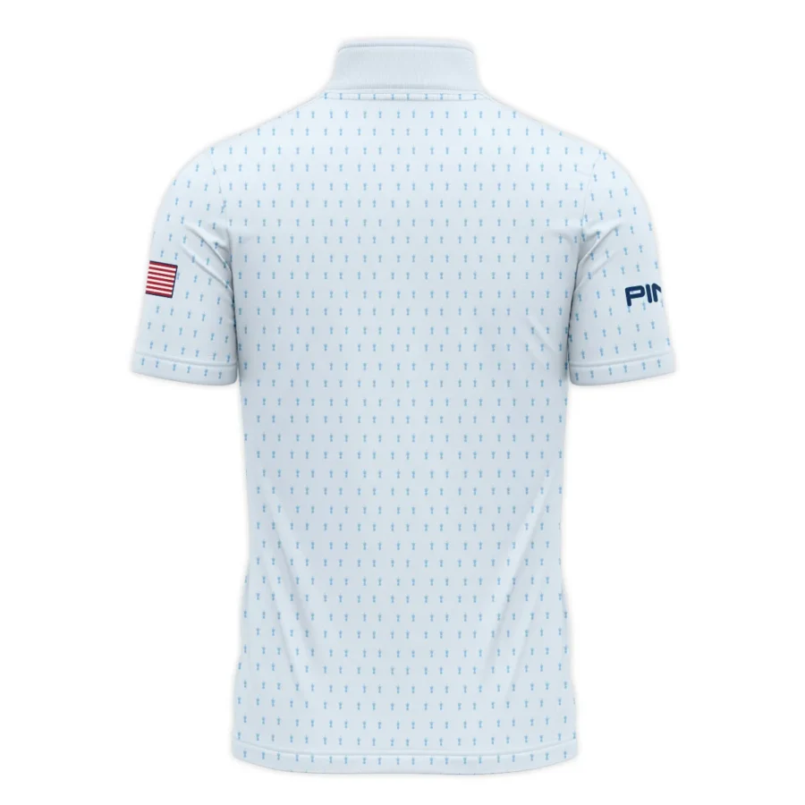 Golf Pattern Light Blue Cup 124th U.S. Open Pinehurst Ping Quarter-Zip Polo Shirt