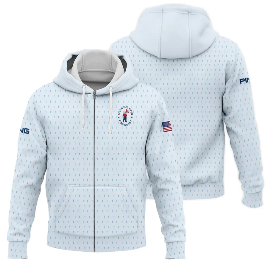 Golf Pattern Light Blue Cup 124th U.S. Open Pinehurst Ping Zipper Hoodie Shirt Style Classic