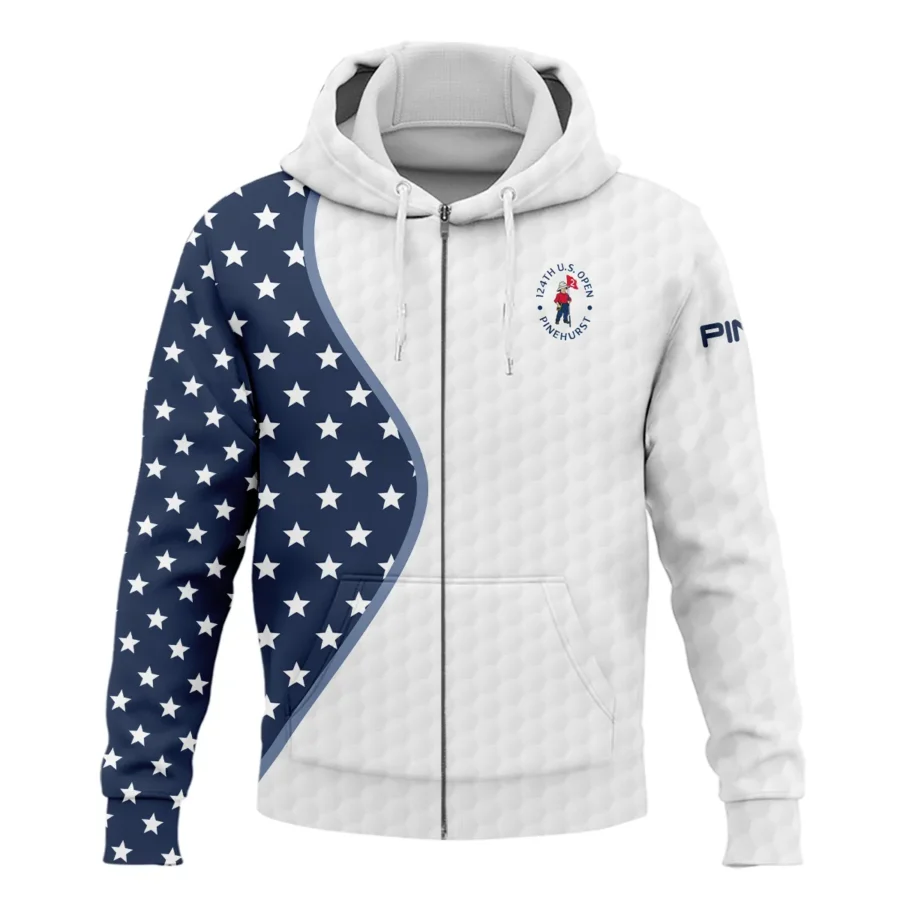 Golf Pattern Light Blue Cup 124th U.S. Open Pinehurst Ping Zipper Hoodie Shirt Style Classic