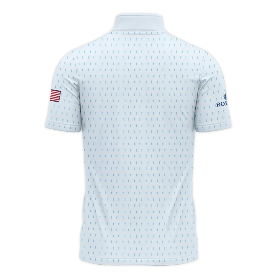 Golf Pattern Light Blue Cup 124th U.S. Open Pinehurst Rolex Quarter-Zip Polo Shirt