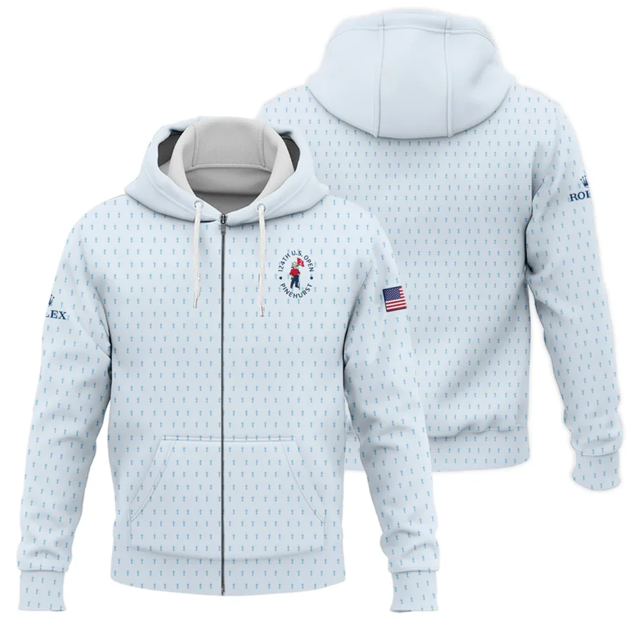 Golf Pattern Light Blue Cup 124th U.S. Open Pinehurst Rolex Zipper Hoodie Shirt Style Classic