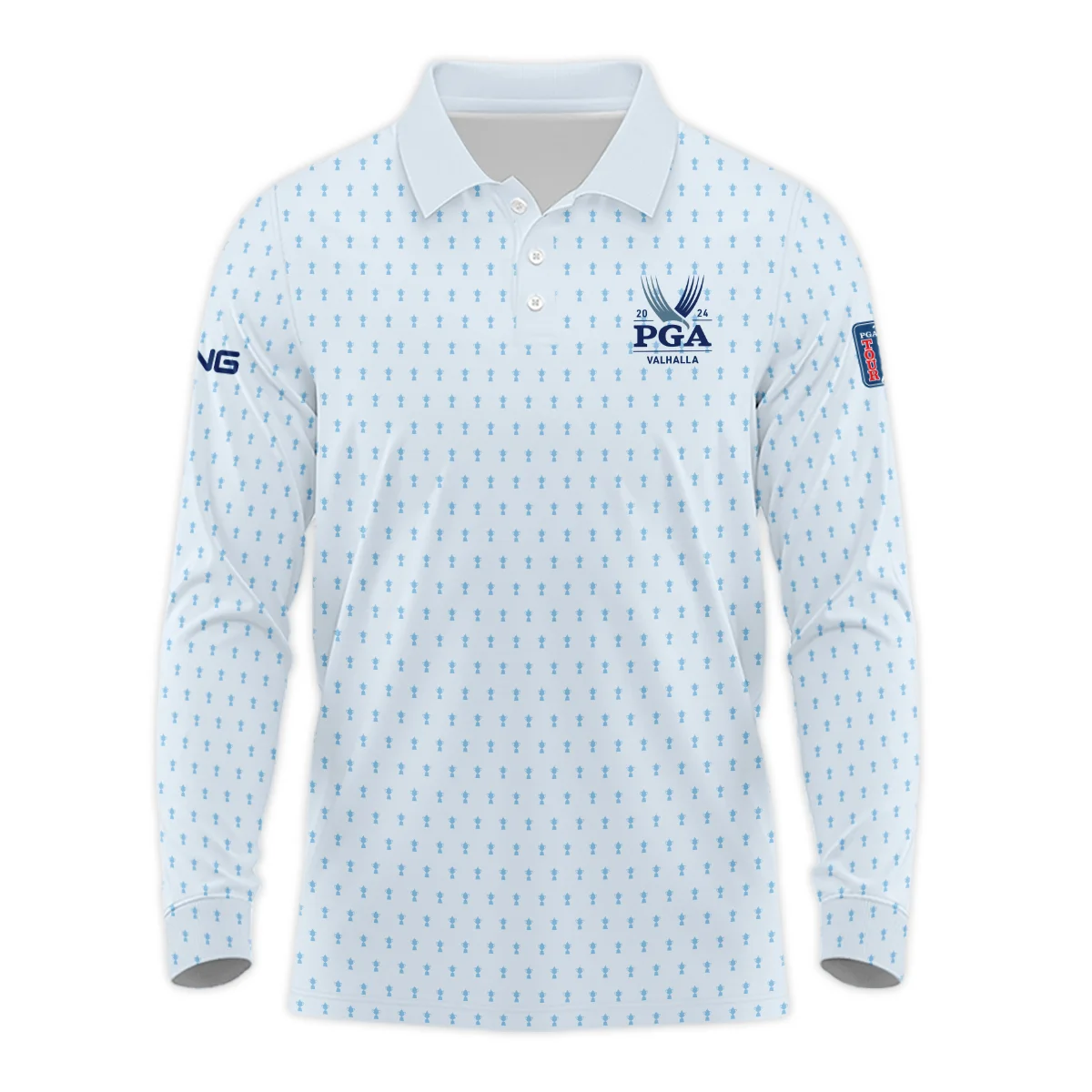 Golf Pattern Light Blue Cup 2024 PGA Championship Valhalla Ping Long Polo Shirt Style Classic Long Polo Shirt For Men