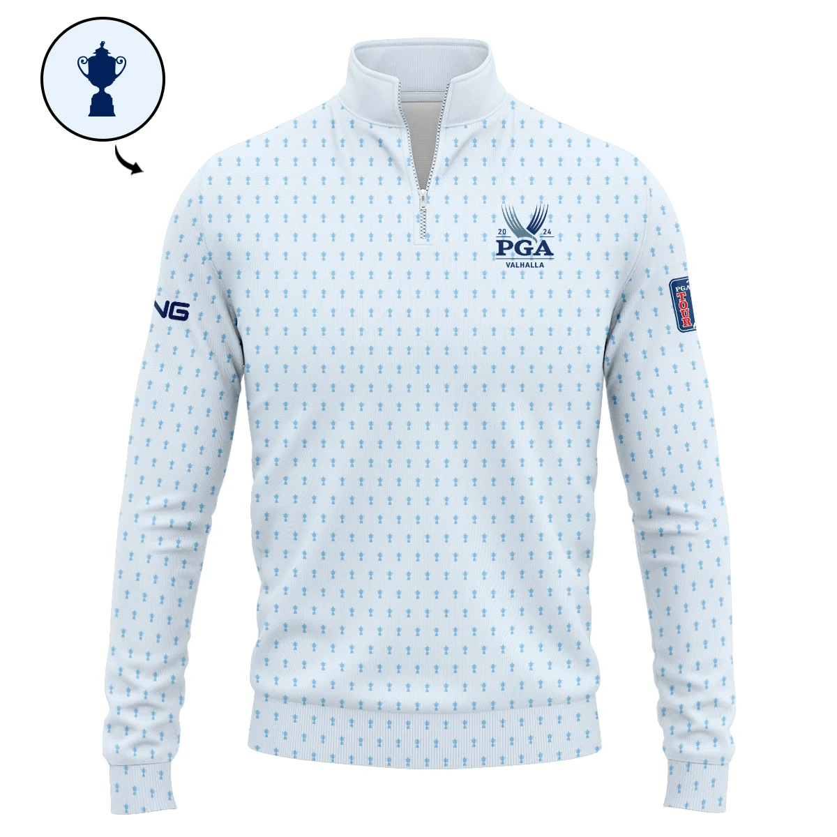 Golf Pattern Light Blue Cup 2024 PGA Championship Valhalla Ping Zipper Hoodie Shirt Style Classic Zipper Hoodie Shirt