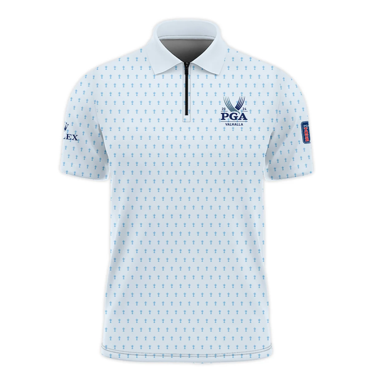Golf Pattern Light Blue Cup 2024 PGA Championship Valhalla Rolex Vneck Polo Shirt Style Classic Polo Shirt For Men