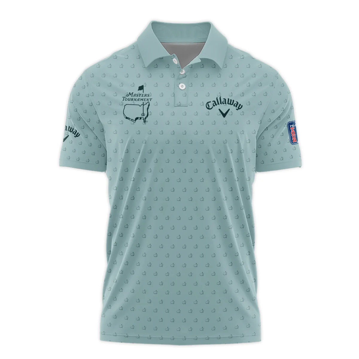 Golf Pattern Masters Tournament Callaway Long Polo Shirt Cyan Pattern All Over Print Long Polo Shirt For Men