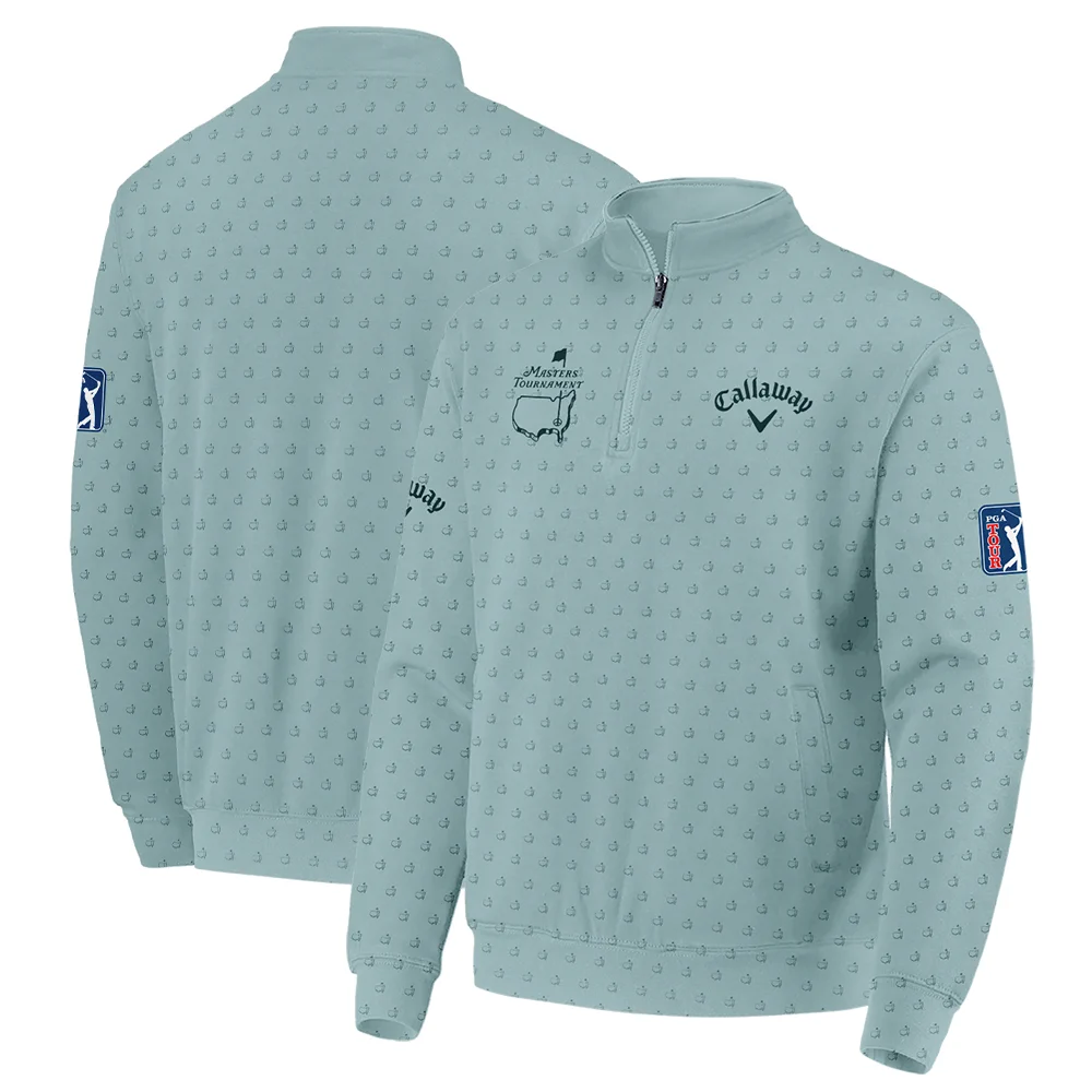Golf Pattern Masters Tournament Callaway Zipper Polo Shirt Cyan Pattern All Over Print Zipper Polo Shirt For Men