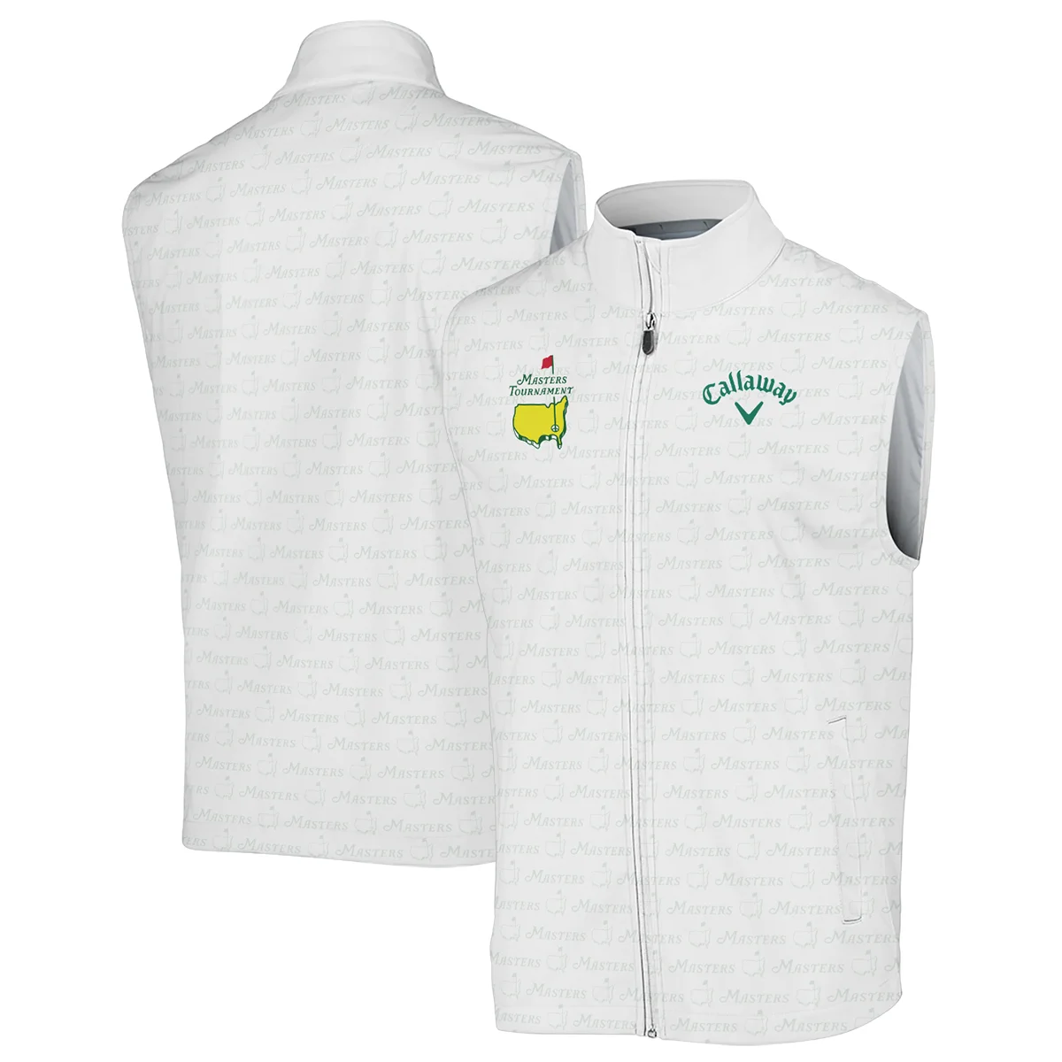 Golf Pattern Masters Tournament Callaway Zipper Polo Shirt White And Green Color Golf Sports All Over Print Zipper Polo Shirt For Men