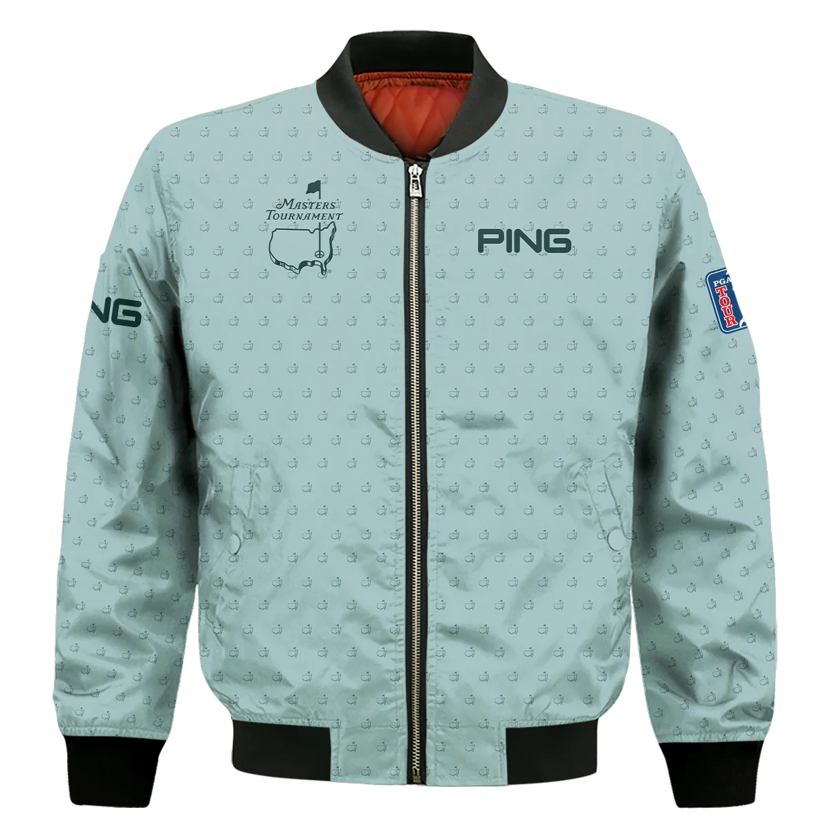 Golf Pattern Masters Tournament Ping Sleeveless Jacket Cyan Pattern All Over Print Sleeveless Jacket