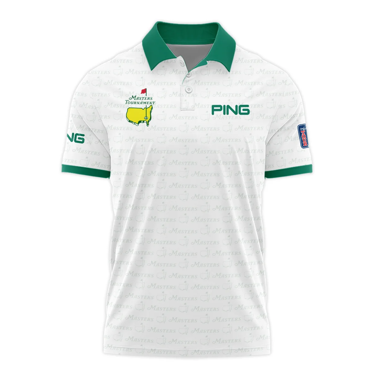 Golf Pattern Masters Tournament Ping Polo Shirt White And Green Color Golf Sports All Over Print Polo Shirt For Men