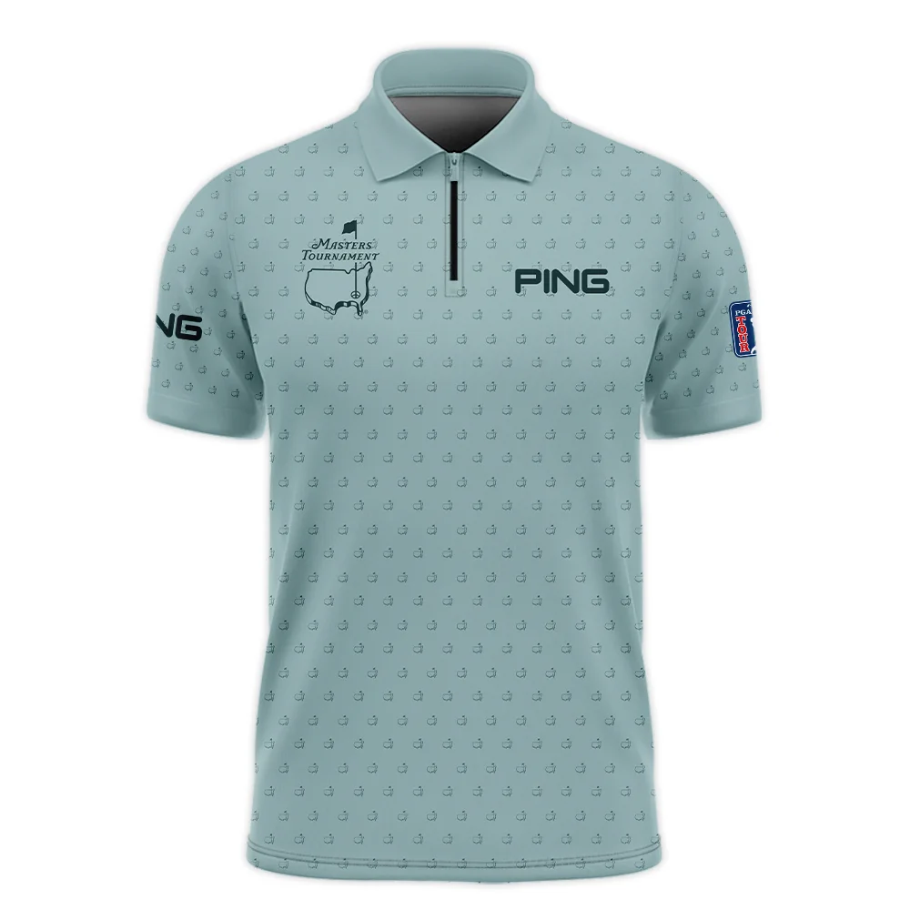 Golf Pattern Masters Tournament Ping Long Polo Shirt Cyan Pattern All Over Print Long Polo Shirt For Men