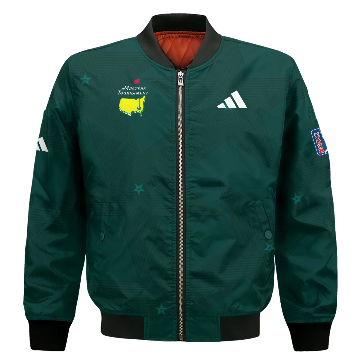 Golf Pattern Stars Dark Green Masters Tournament Adidas Zipper Polo Shirt Style Classic Zipper Polo Shirt For Men