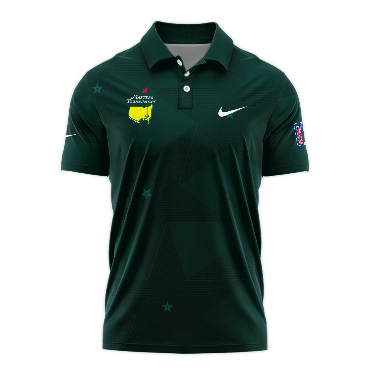Golf Pattern Stars Dark Green Masters Tournament Nike Long Polo Shirt Style Classic Long Polo Shirt For Men
