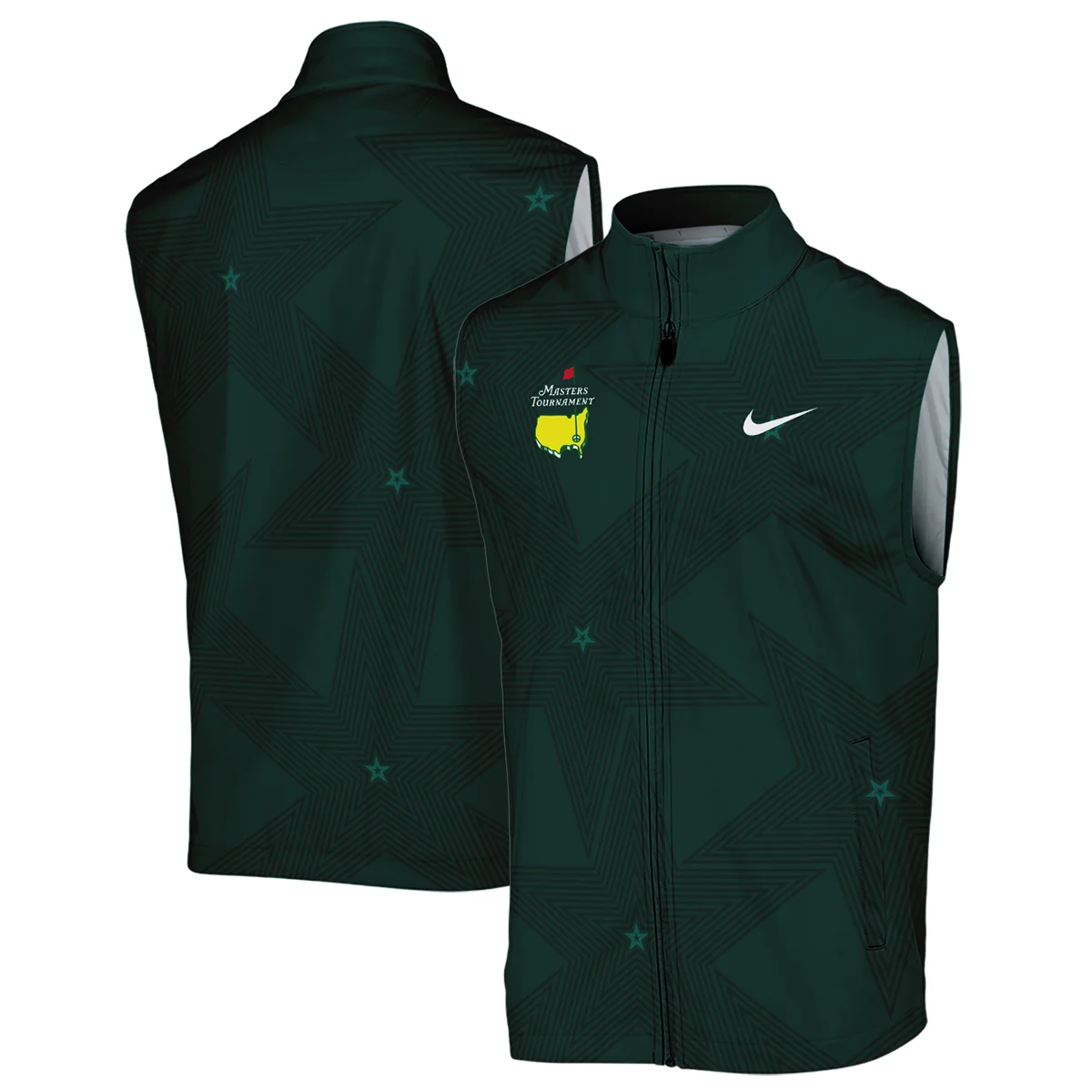 Golf Pattern Stars Dark Green Masters Tournament Nike Sleeveless Jacket Style Classic Sleeveless Jacket