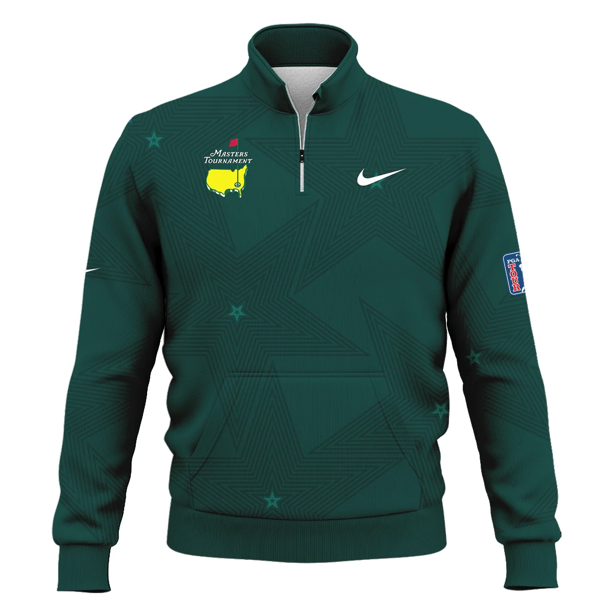Golf Pattern Stars Dark Green Masters Tournament Nike Style Classic Quarter Zipped Sweatshirt