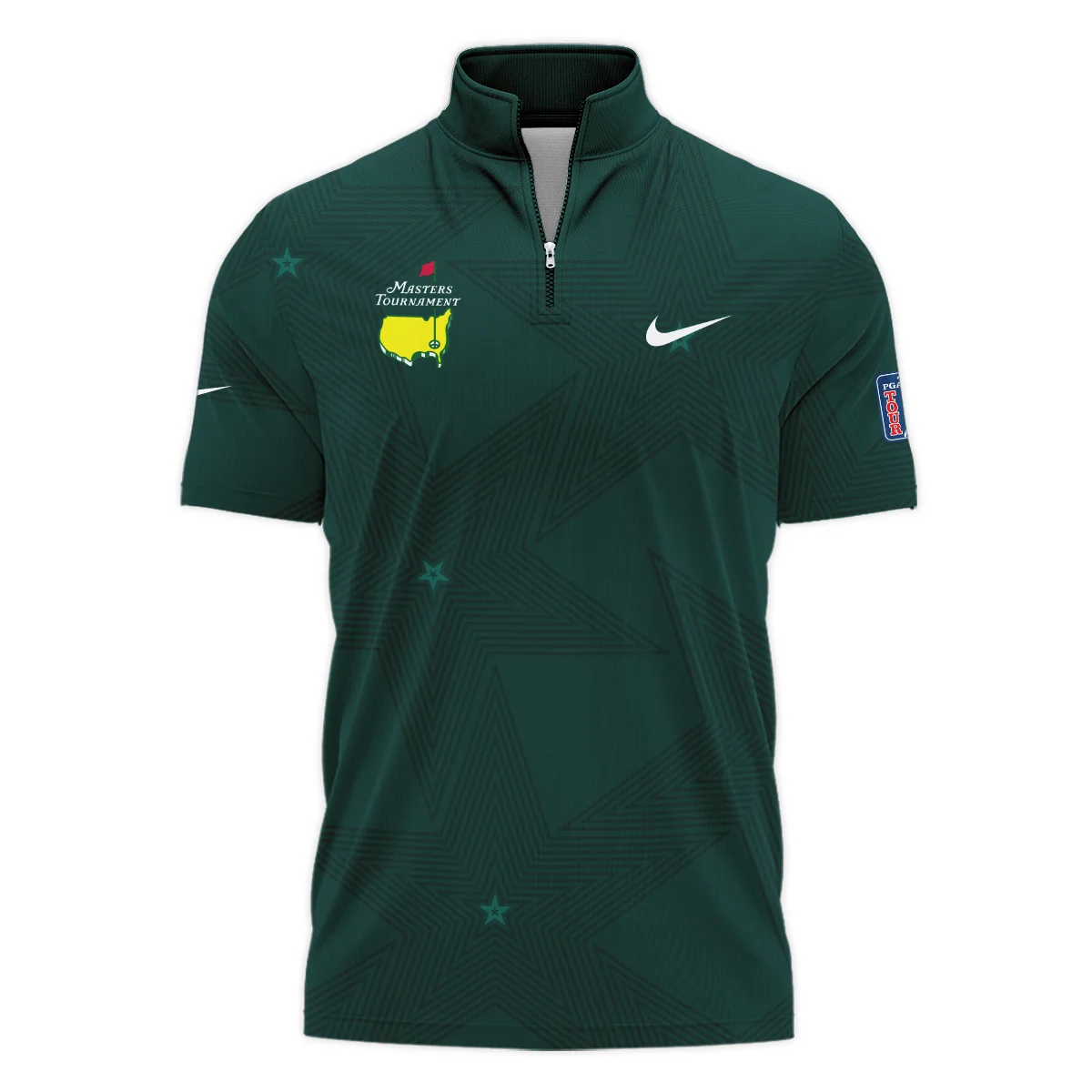 Golf Pattern Stars Dark Green Masters Tournament Nike Vneck Long Polo Shirt Style Classic Long Polo Shirt For Men