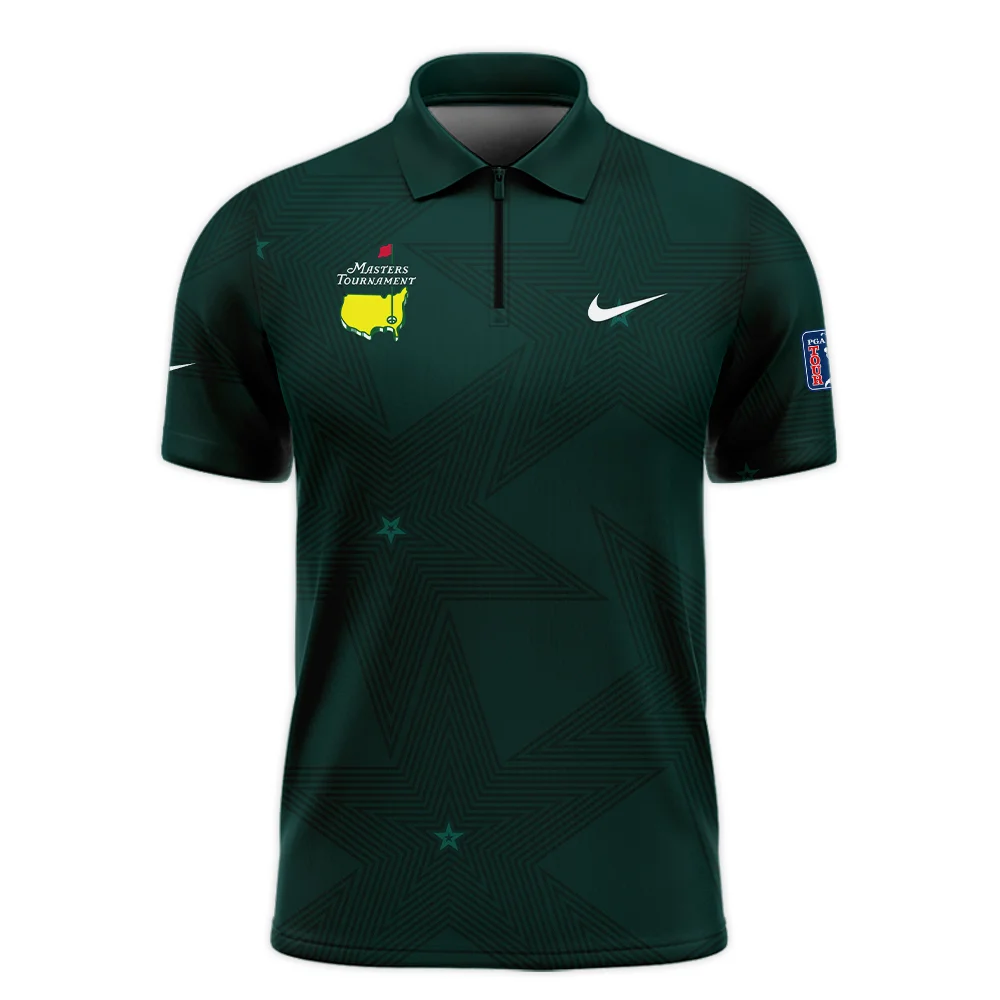 Golf Pattern Stars Dark Green Masters Tournament Nike Zipper Polo Shirt Style Classic Zipper Polo Shirt For Men