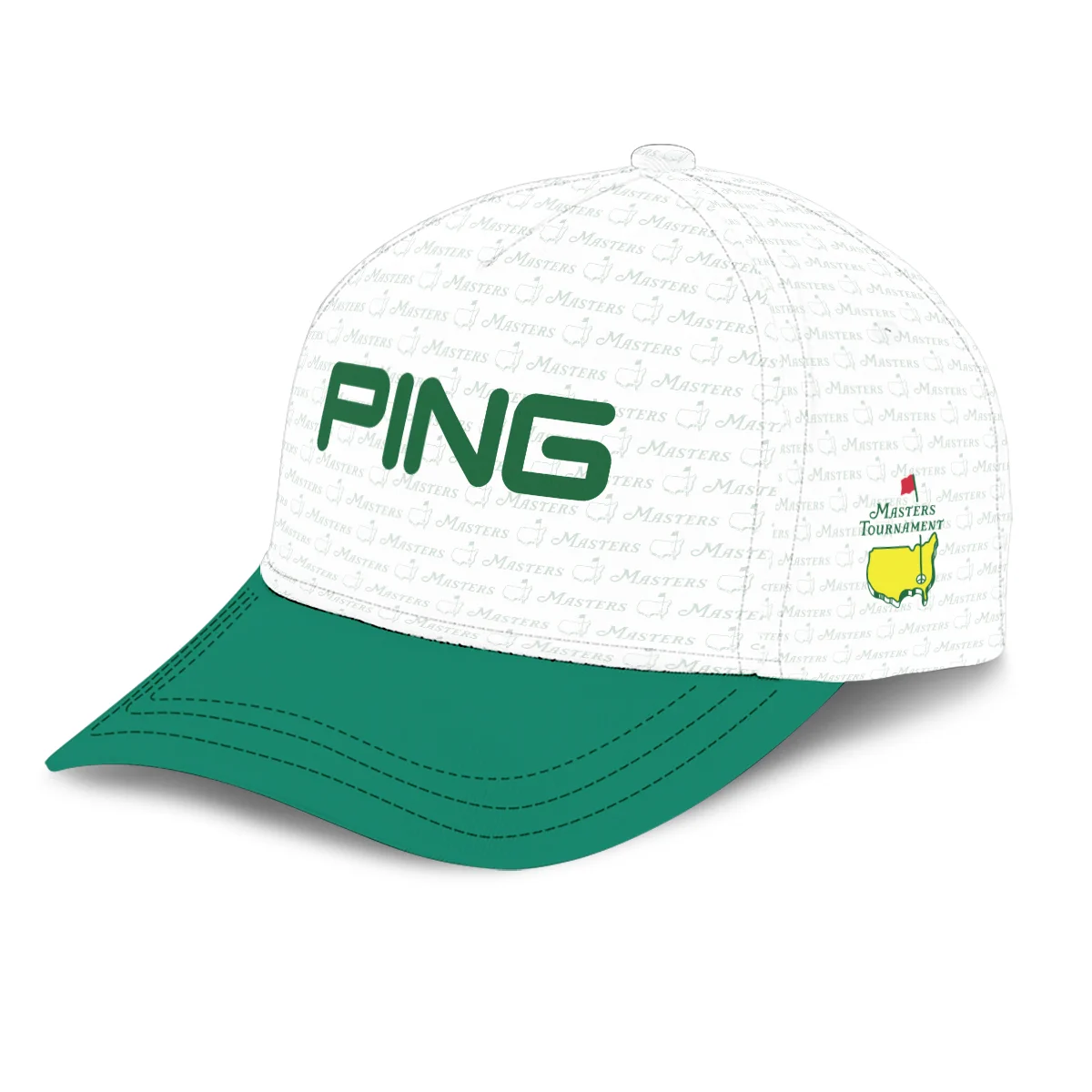 Golf Pattern White Mix Green Ping Masters Tournament Style Classic Golf All over Print Cap
