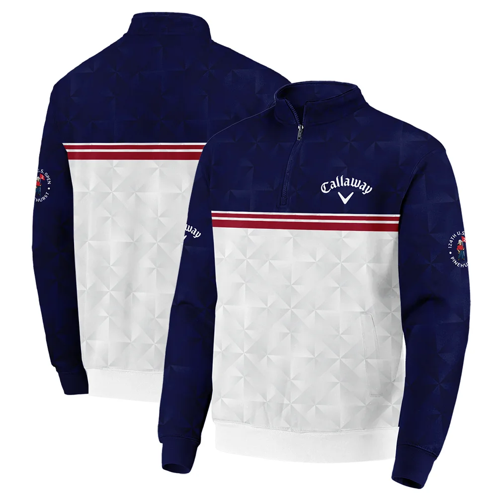 Golf Sport 124th U.S. Open Pinehurst Callaway Long Polo Shirt Dark Blue White Abstract Geometric Triangles All Over Print Long Polo Shirt For Men