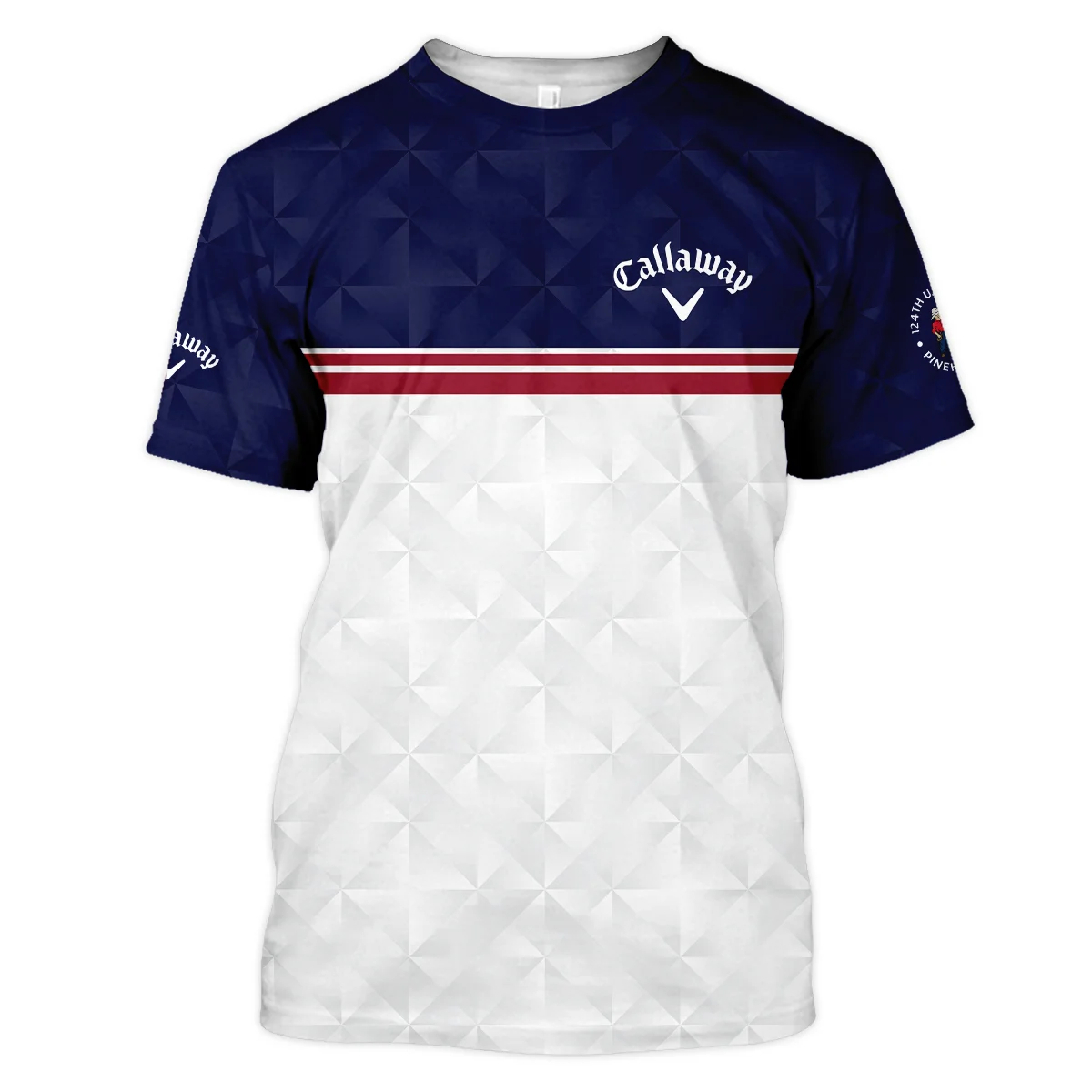Golf Sport 124th U.S. Open Pinehurst Callaway Unisex T-Shirt Dark Blue White Abstract Geometric Triangles All Over Print T-Shirt