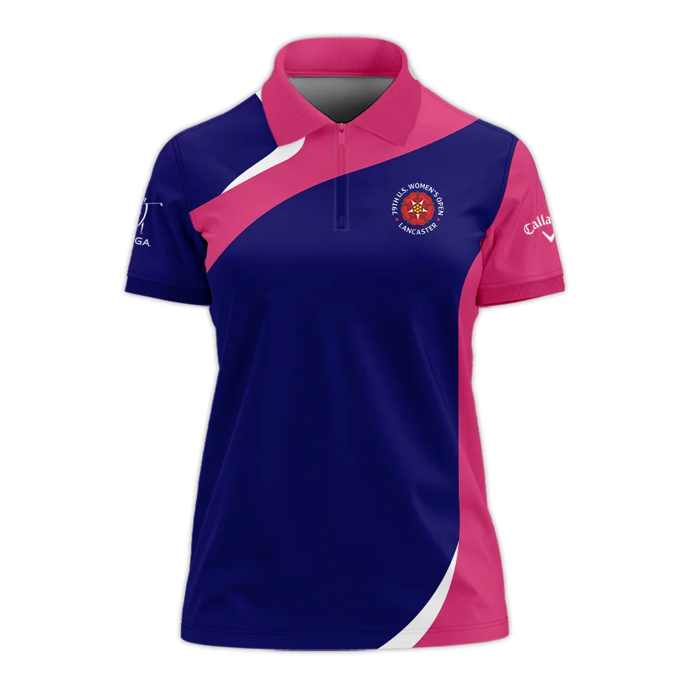 Golf Sport 79th U.S. Women’s Open Lancaster Callaway Zipper Polo Shirt Navy Mix Pink All Over Print Zipper Polo Shirt For Woman