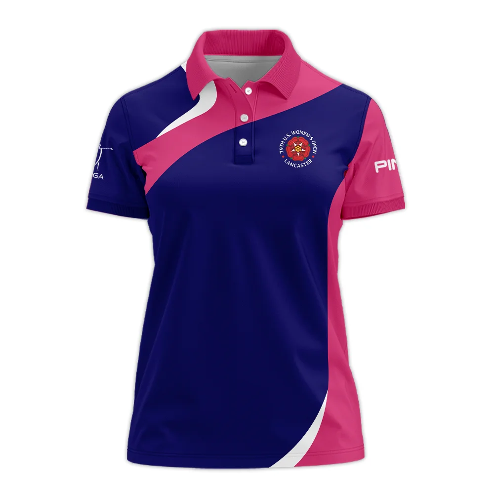 Golf Sport 79th U.S. Women’s Open Lancaster Ping Polo Shirt Navy Mix Pink All Over Print Polo Shirt For Woman