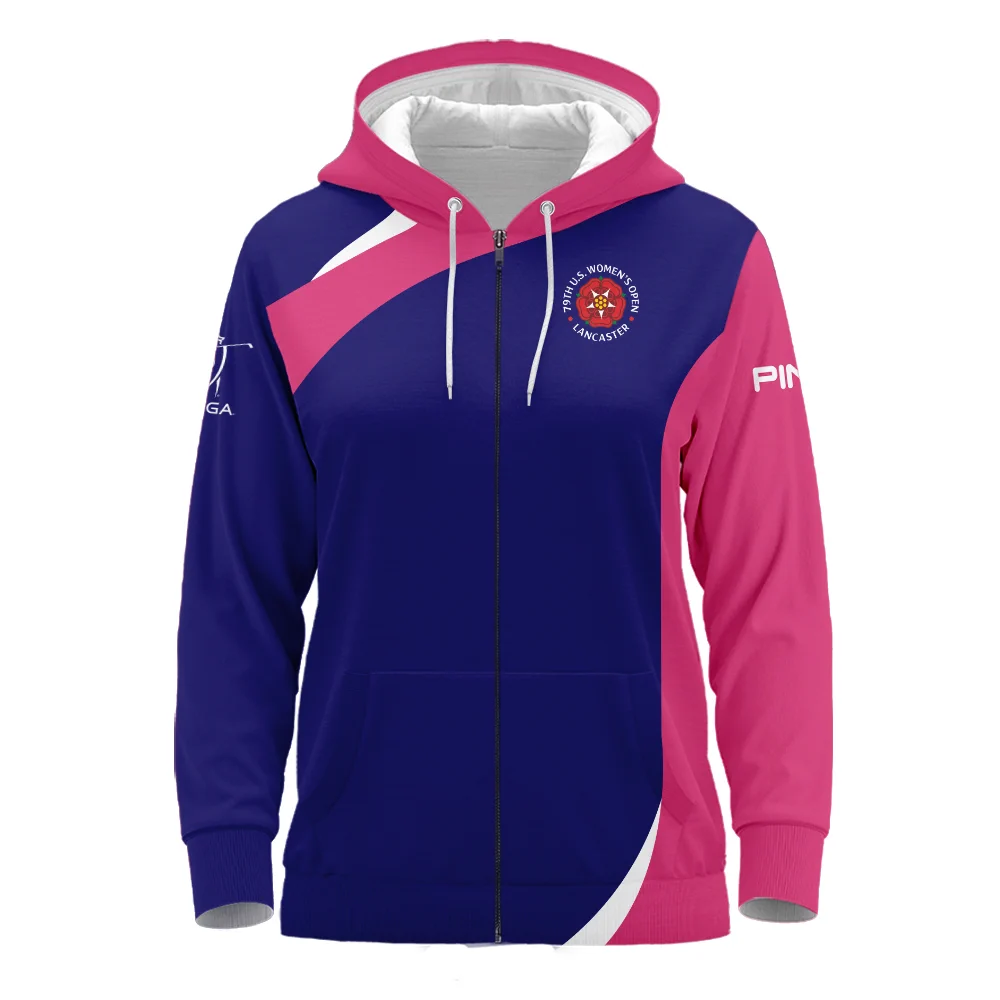 Golf Sport 79th U.S. Women’s Open Lancaster Ping Zipper Hoodie Shirt Navy Mix Pink All Over Print Zipper Hoodie Shirt