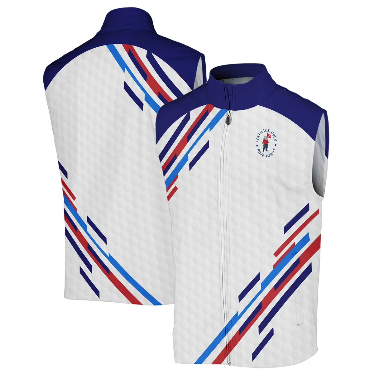 Golf Sport Callaway 124th U.S. Open Pinehurst Quarter-Zip Jacket Blue Red Golf Pattern White All Over Print Quarter-Zip Jacket