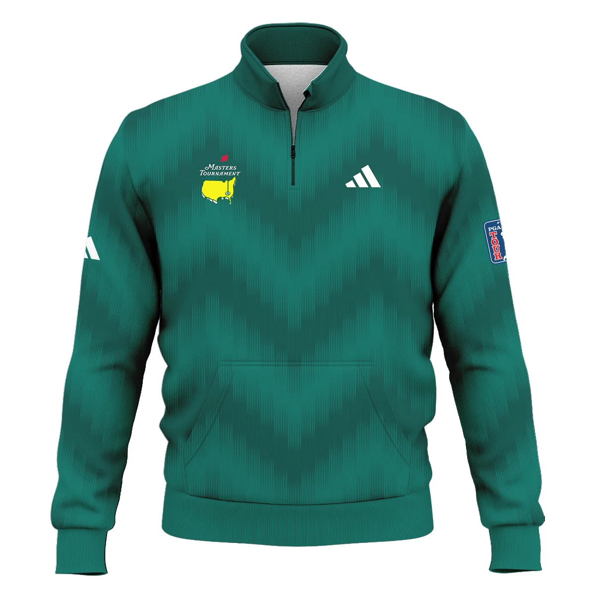 Golf Sport Green Gradient Stripes Pattern Adidas Masters Tournament Style Classic Quarter Zipped Sweatshirt