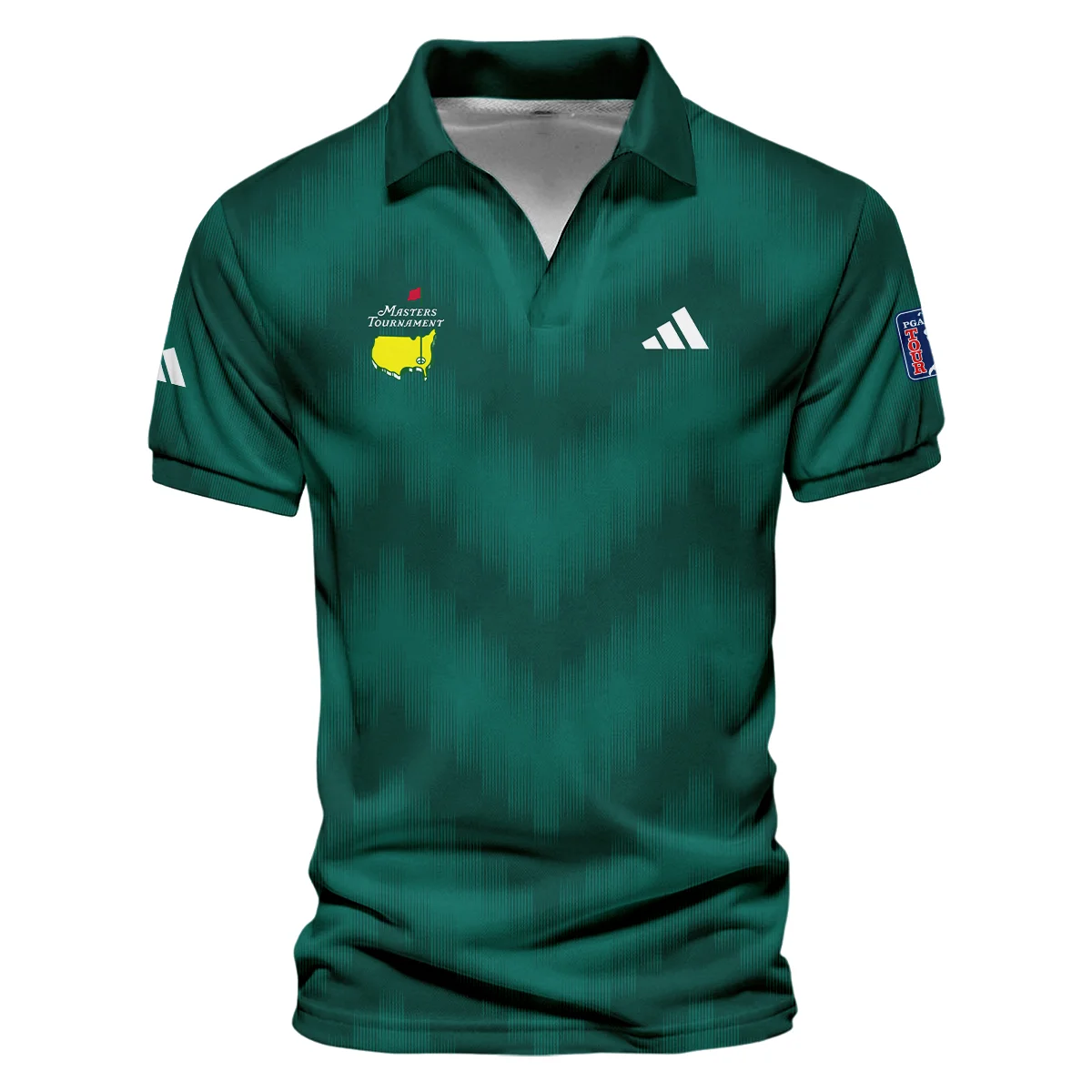 Golf Sport Green Gradient Stripes Pattern Adidas Masters Tournament Vneck Polo Shirt Style Classic Polo Shirt For Men