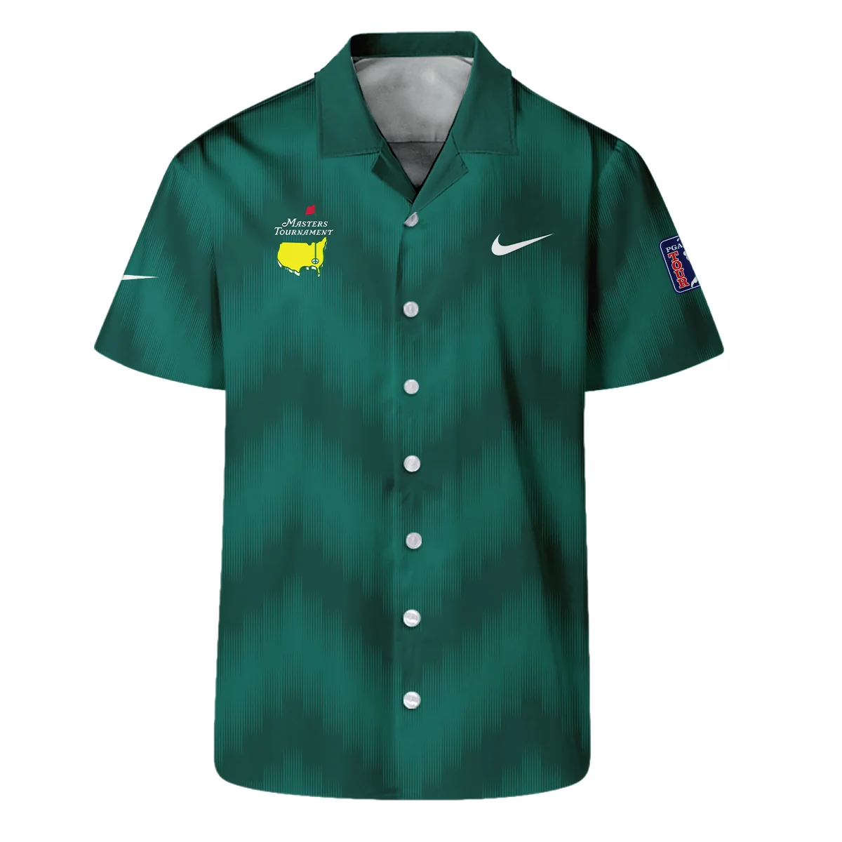 Golf Sport Green Gradient Stripes Pattern Nike Masters Tournament Style Classic, Short Sleeve Polo Shirts Quarter-Zip Casual Slim Fit Mock Neck Basic