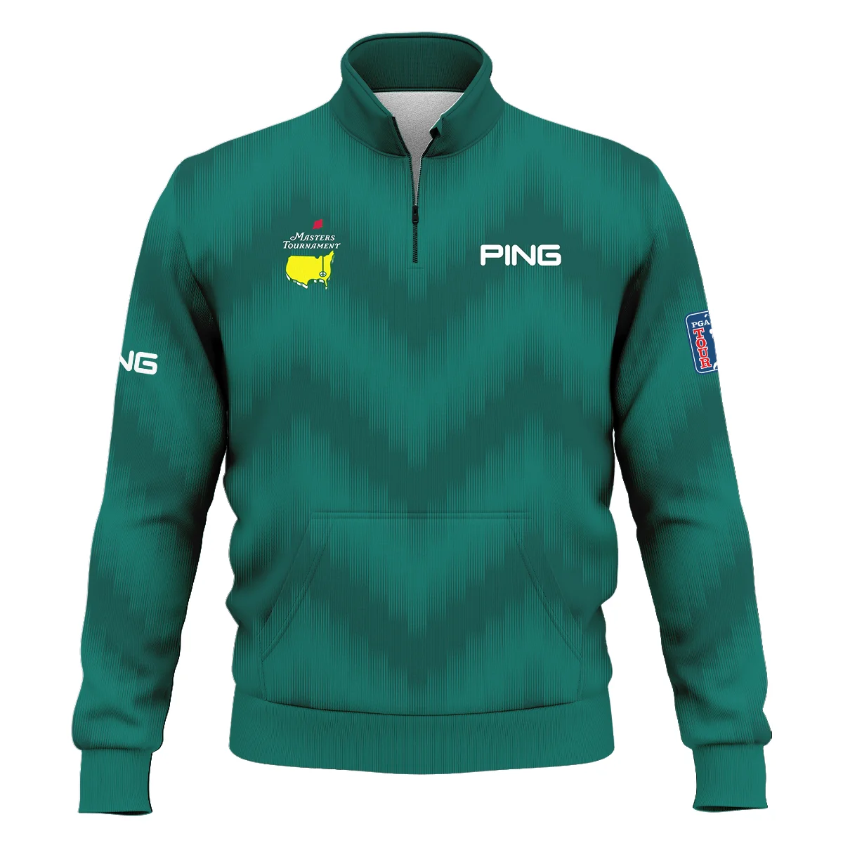 Golf Sport Green Gradient Stripes Pattern Ping Masters Tournament Style Classic Quarter Zipped Sweatshirt