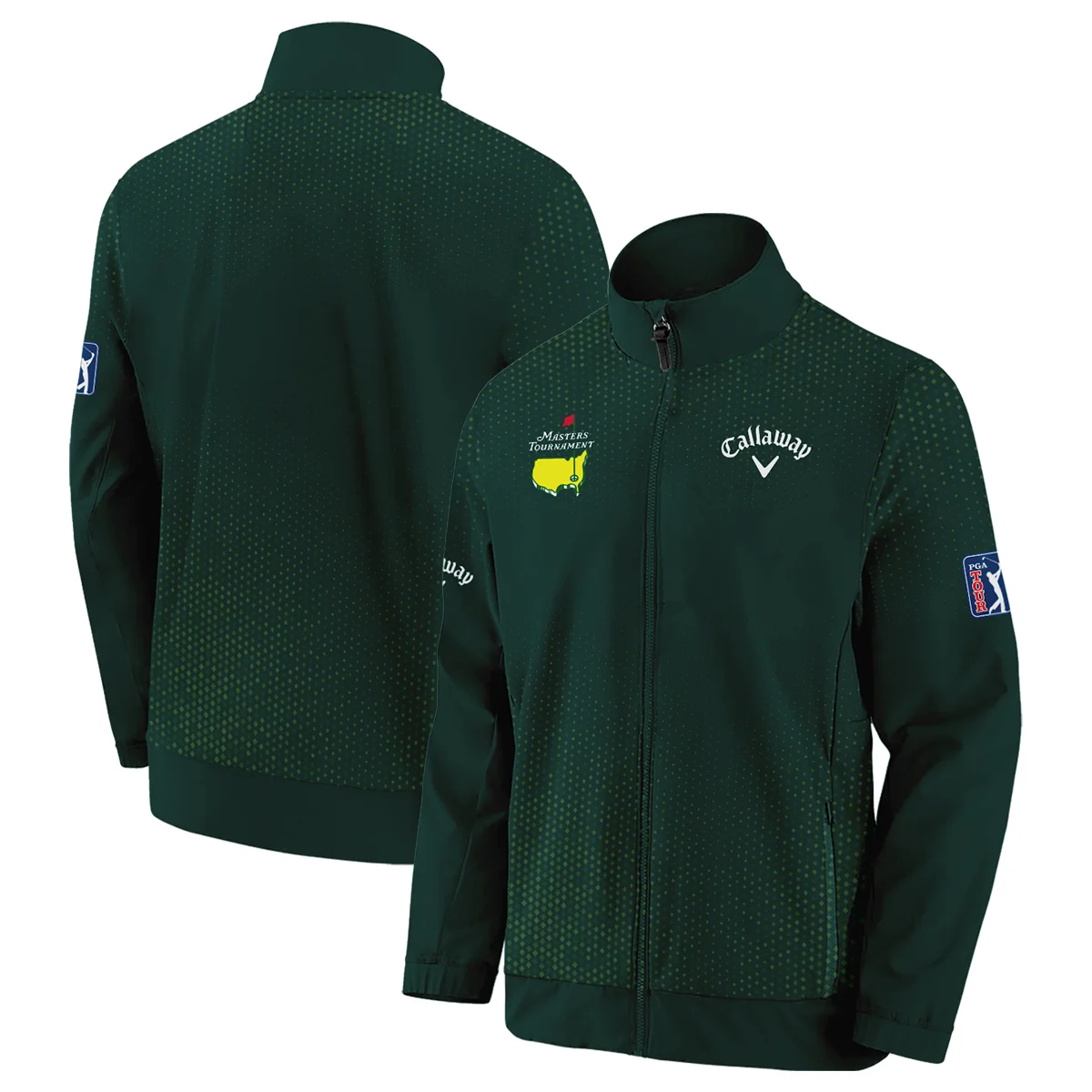 Golf Sport Masters Tournament Callaway Zipper Polo Shirt Sports Dinamond Shape Dark Green Zipper Polo Shirt For Men
