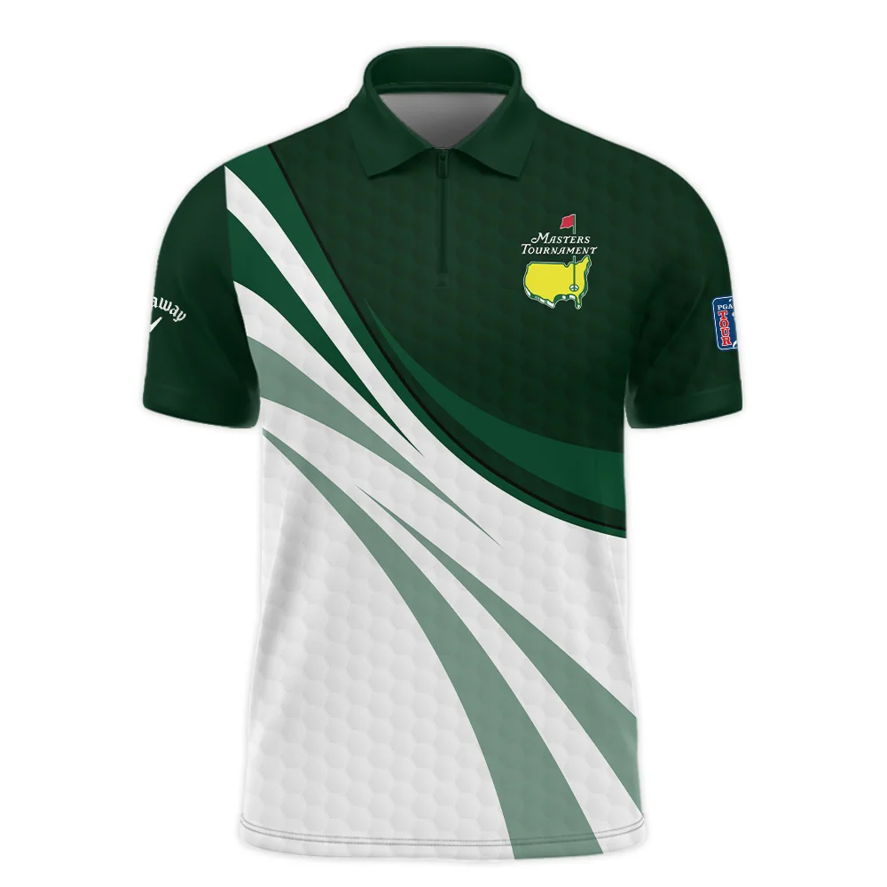 Golf Sport Masters Tournament Callaway Zipper Polo Shirt Green Color Sports Golf Ball Pattern All Over Print Zipper Polo Shirt For Men