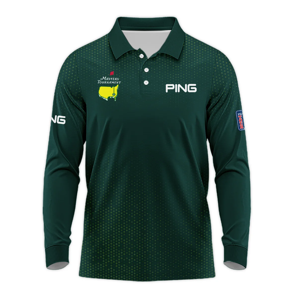 Golf Sport Masters Tournament Ping Zipper Polo Shirt Sports Dinamond Shape Dark Green Zipper Polo Shirt For Men