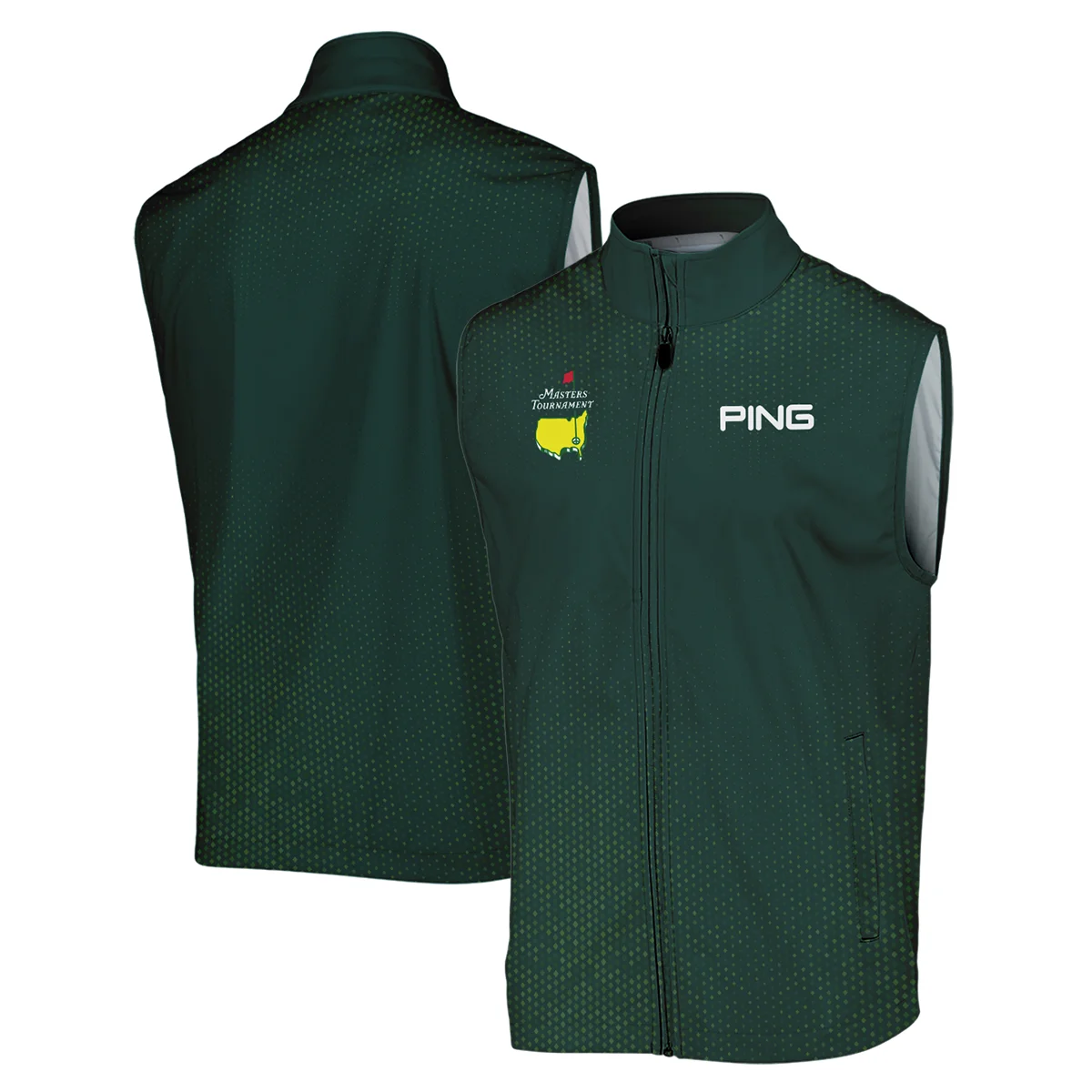 Golf Sport Masters Tournament Ping Sleeveless Jacket Sports Dinamond Shape Dark Green Sleeveless Jacket