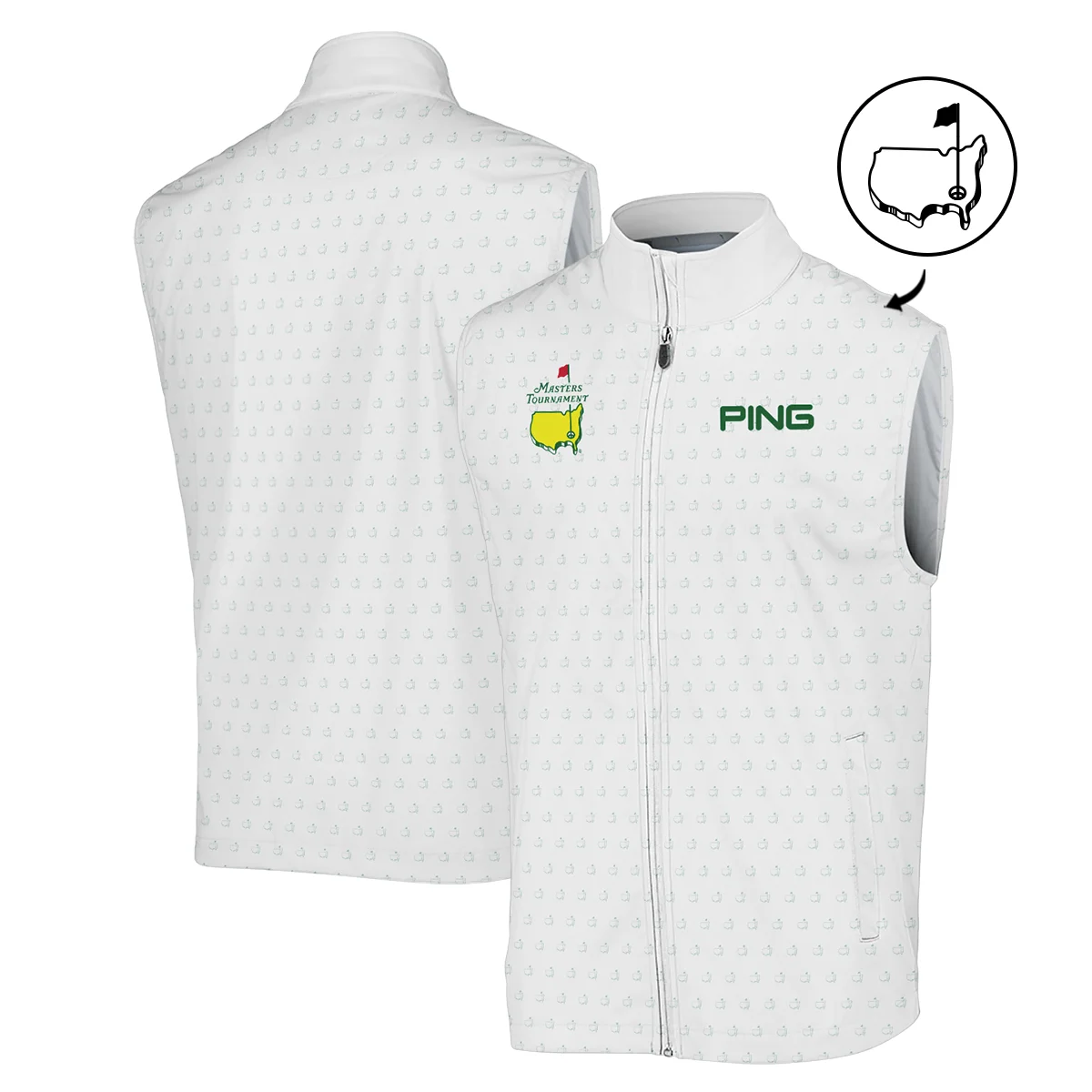 Golf Sport Masters Tournament Ping Sleeveless Jacket Sports Logo Pattern White Green Sleeveless Jacket