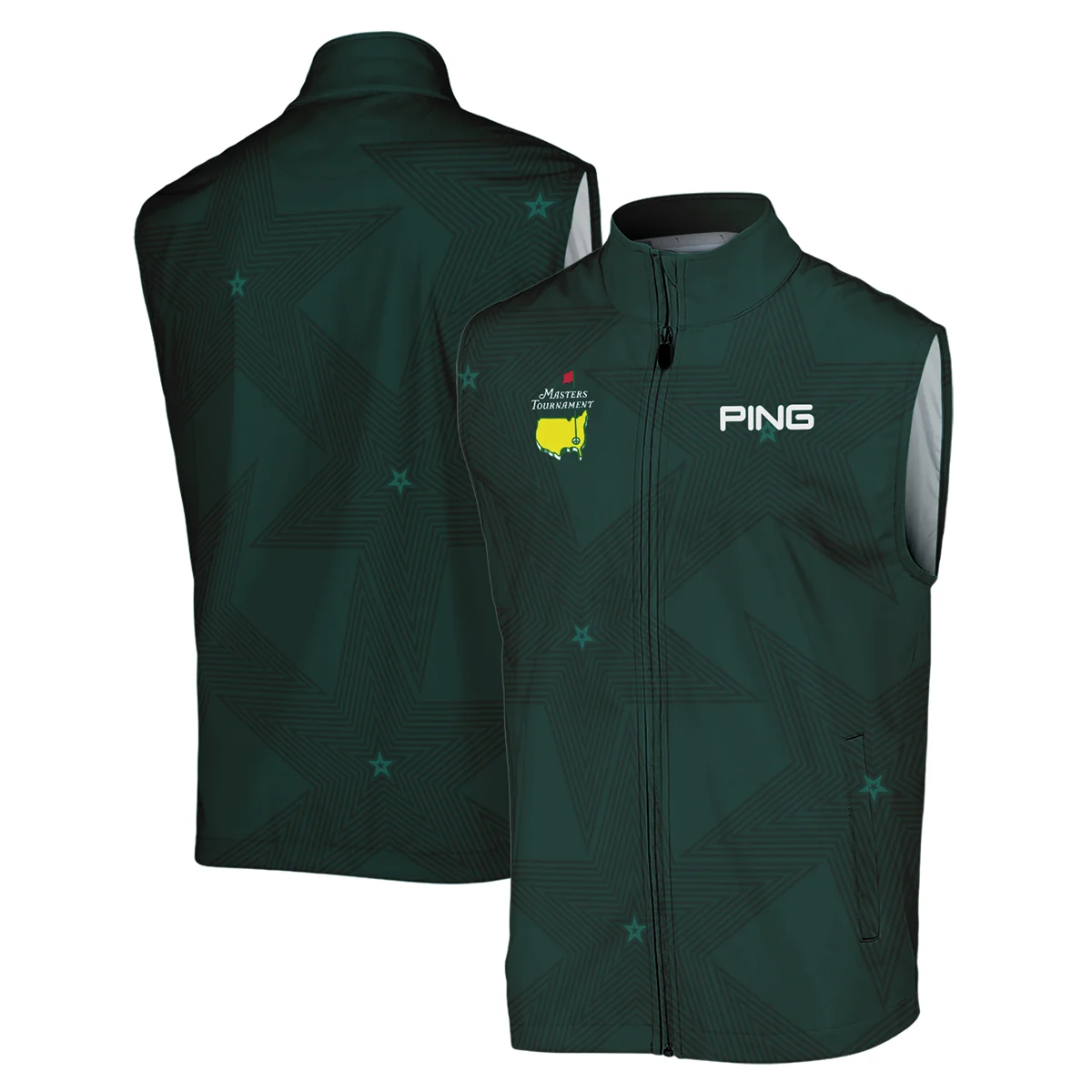 Golf Sport Masters Tournament Ping Quarter-Zip Jacket Sports Star Sripe Dark Green Quarter-Zip Jacket
