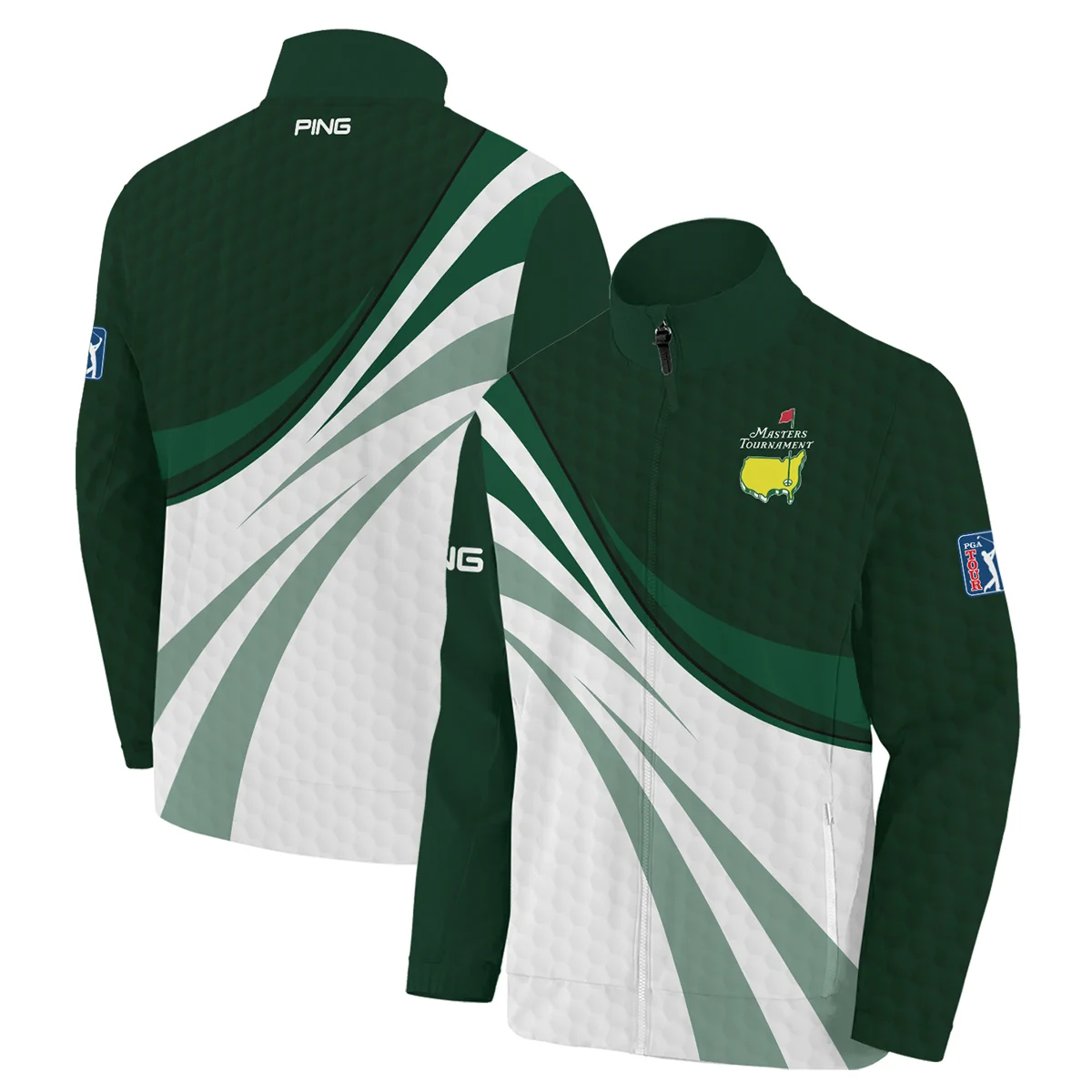 Golf Sport Masters Tournament Ping Quarter-Zip Jacket Green Color Sports Golf Ball Pattern All Over Print Quarter-Zip Jacket